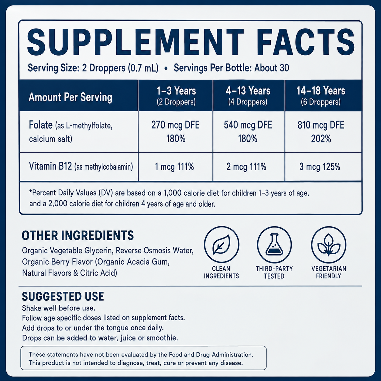 Active Folate + Methyl B12 Drops for Kids